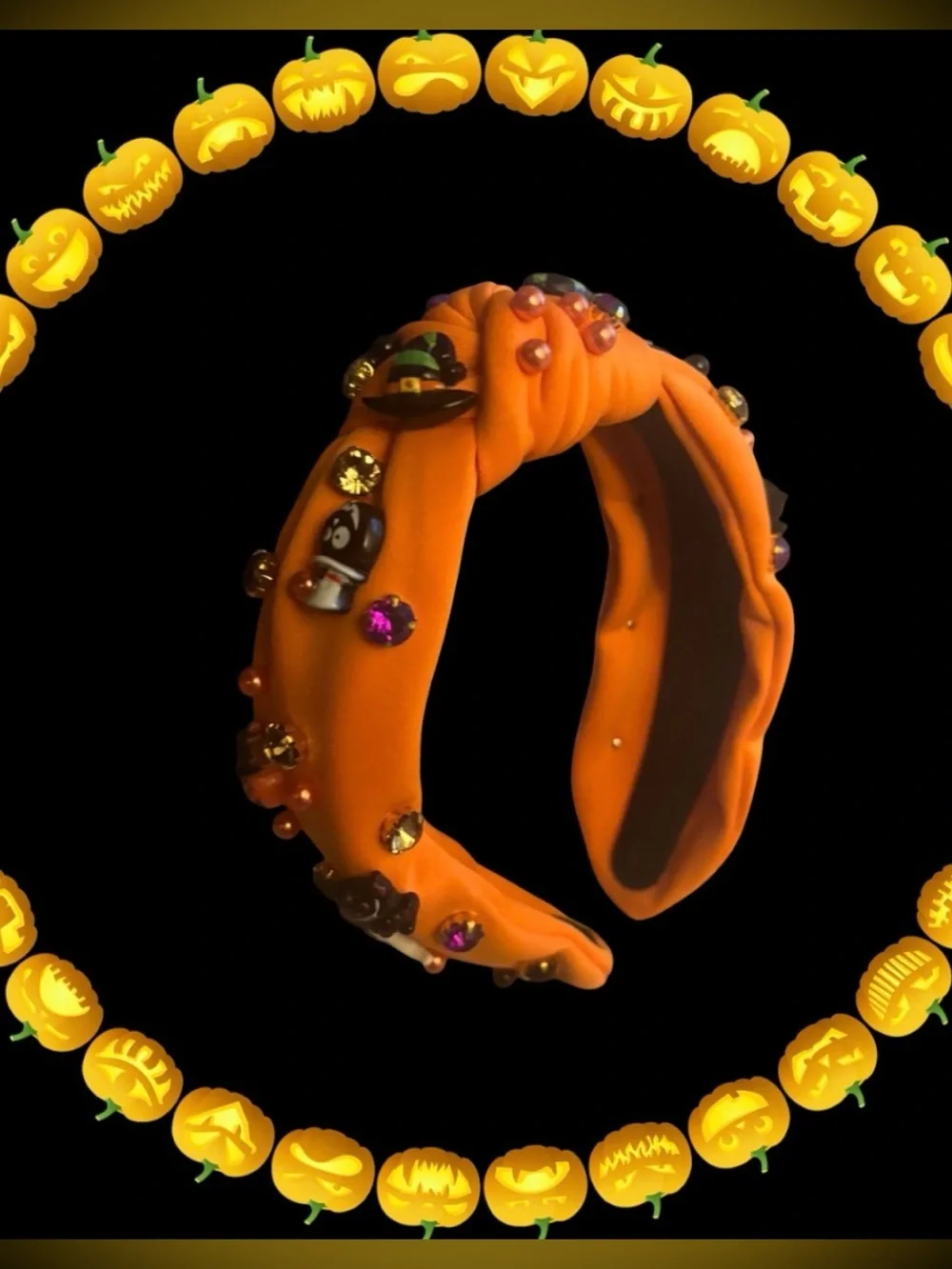 Ivyu Orange Embellished Halloween Headband